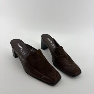 Brown Suede Square-Toe Mule